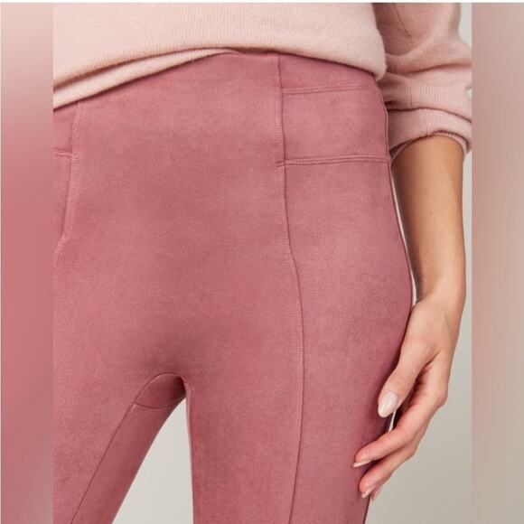 Spanx NWOT Faux Suede Leggings Rich Rose XS - Picture 2 of 7